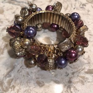 Pretty purple and gold stretch bracelet